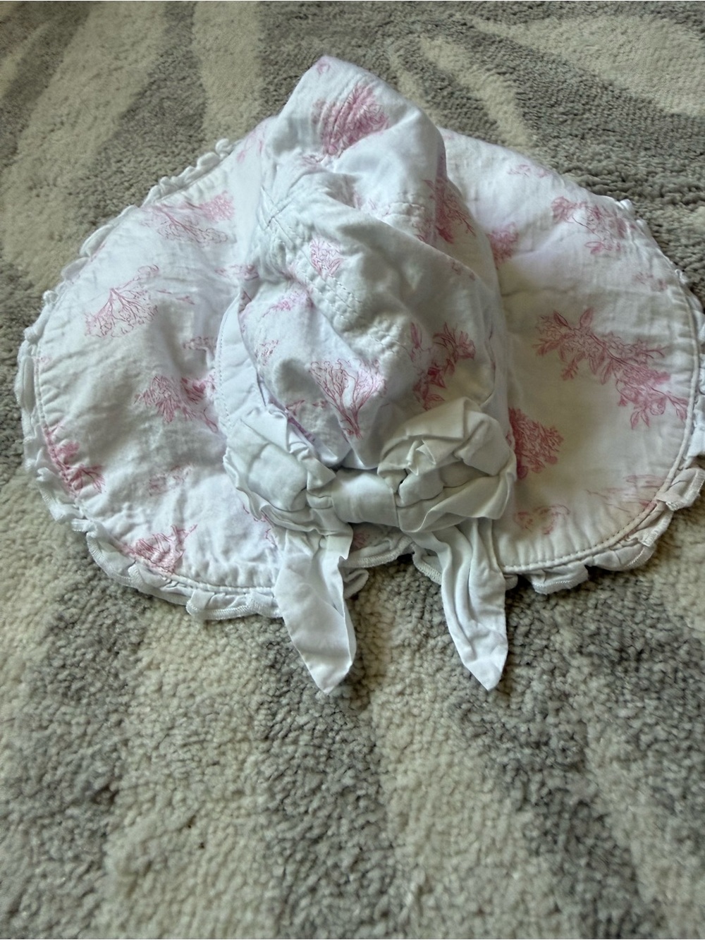 Janie and Jack White Sun Hat with Pink Floral Print